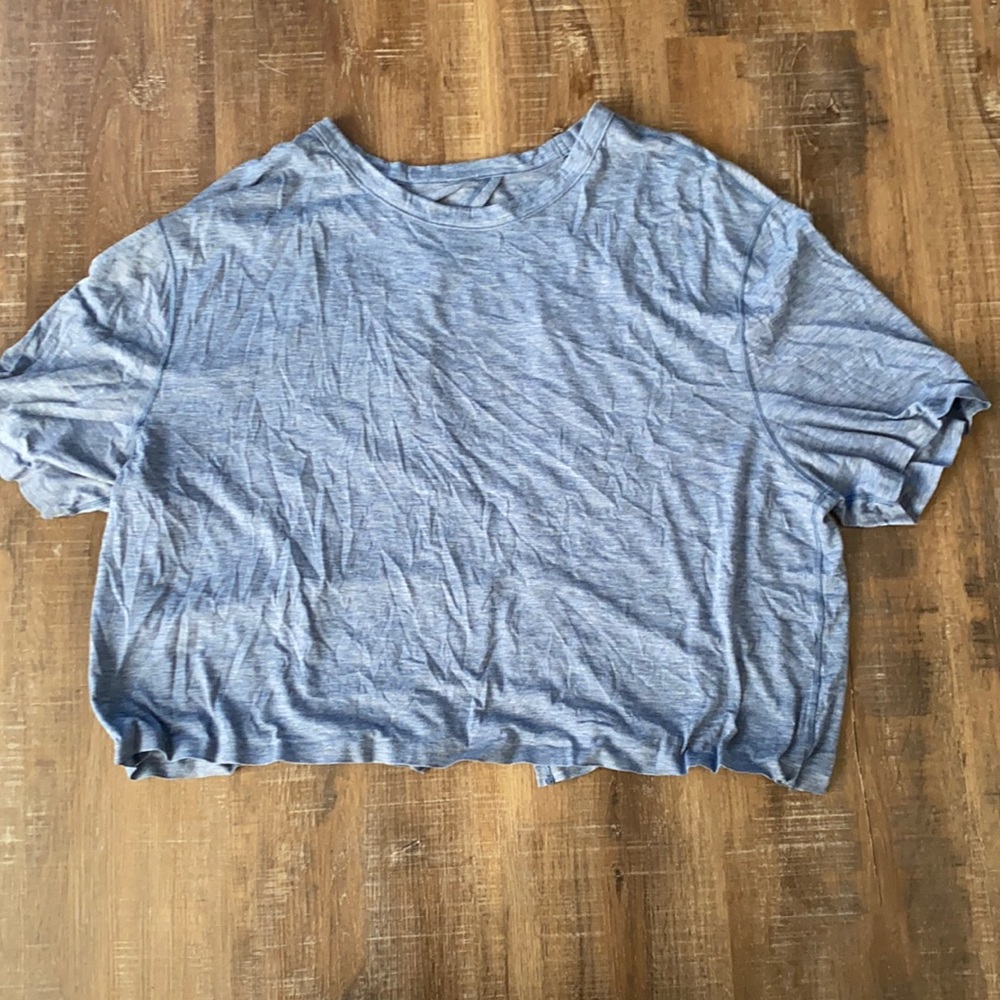 Lululemon heather blue open back boxy tee sz 8